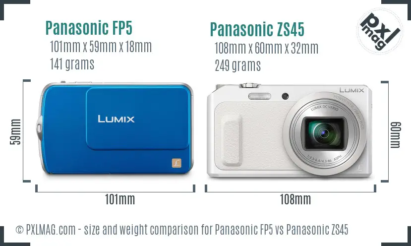 Panasonic FP5 vs Panasonic ZS45 size comparison