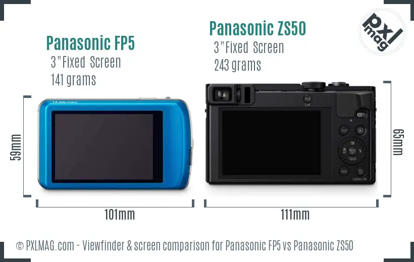 Panasonic FP5 vs Panasonic ZS50 Screen and Viewfinder comparison