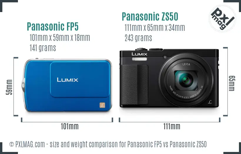 Panasonic FP5 vs Panasonic ZS50 size comparison
