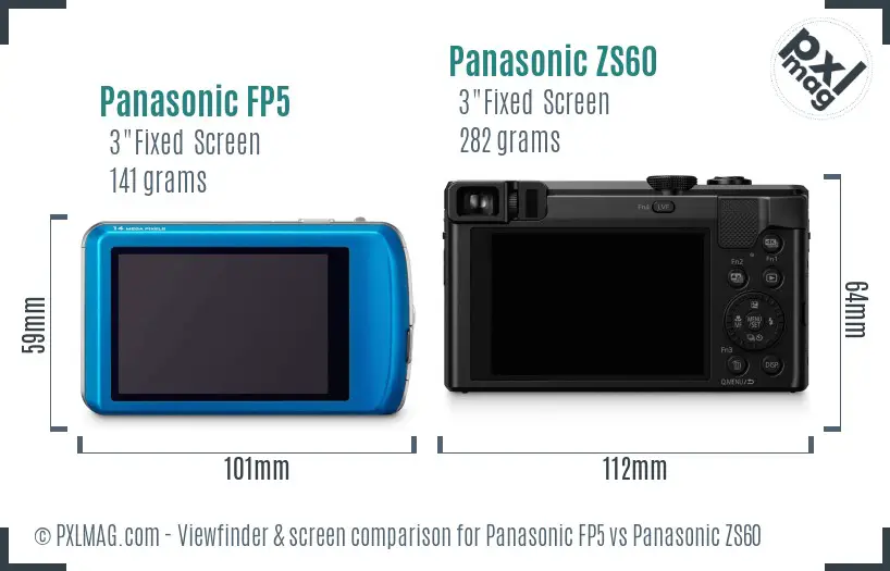 Panasonic FP5 vs Panasonic ZS60 Screen and Viewfinder comparison