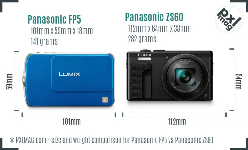Panasonic FP5 vs Panasonic ZS60 size comparison