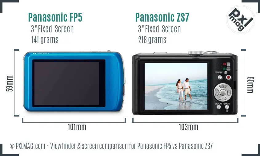 Panasonic FP5 vs Panasonic ZS7 Screen and Viewfinder comparison