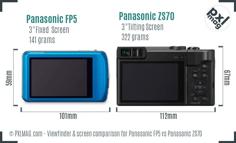 Panasonic FP5 vs Panasonic ZS70 Screen and Viewfinder comparison