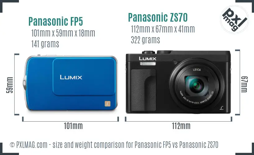 Panasonic FP5 vs Panasonic ZS70 size comparison