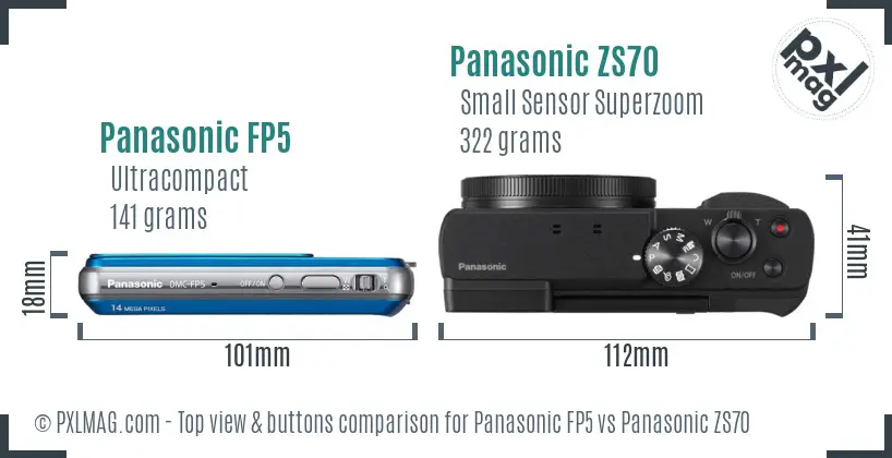 Panasonic FP5 vs Panasonic ZS70 top view buttons comparison