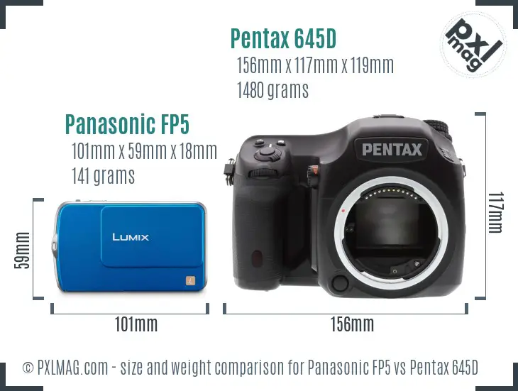 Panasonic FP5 vs Pentax 645D size comparison