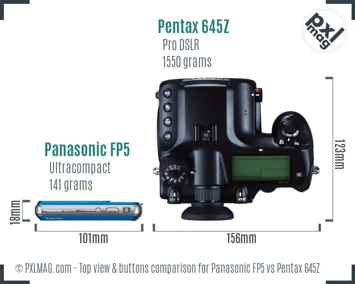 Panasonic FP5 vs Pentax 645Z top view buttons comparison