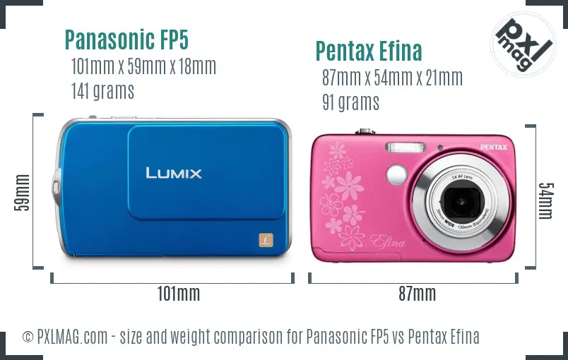 Panasonic FP5 vs Pentax Efina size comparison