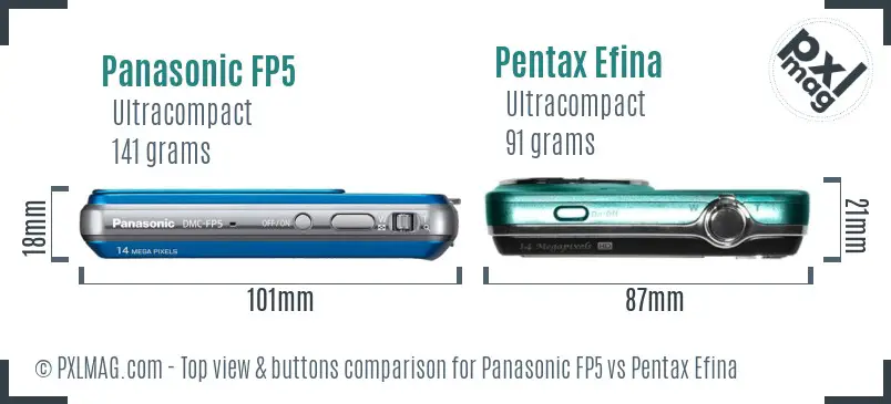 Panasonic FP5 vs Pentax Efina top view buttons comparison