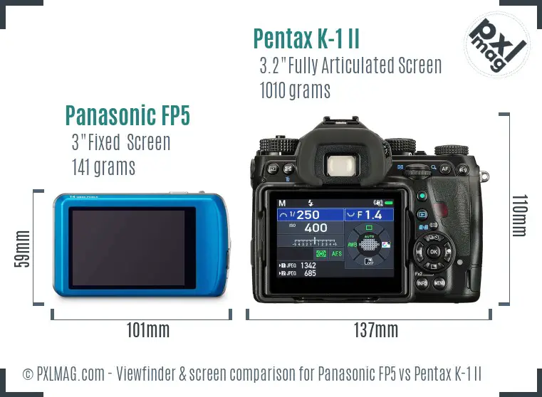 Panasonic FP5 vs Pentax K-1 II Screen and Viewfinder comparison