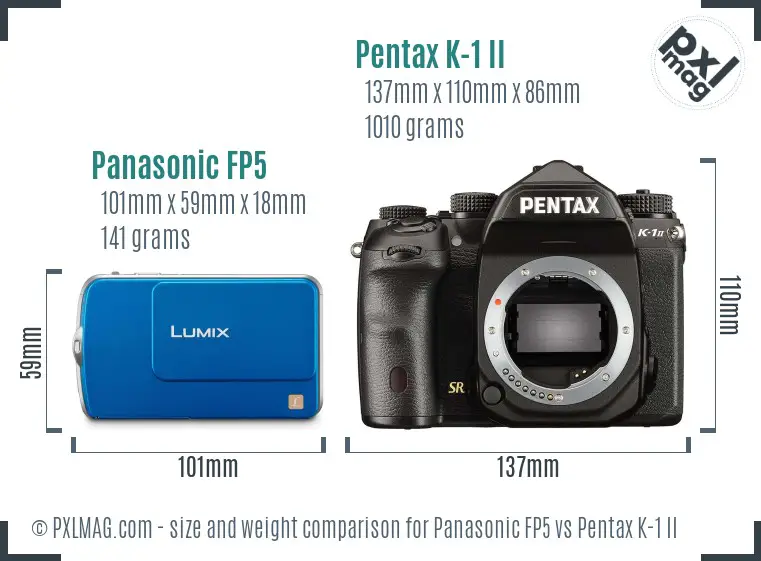 Panasonic FP5 vs Pentax K-1 II size comparison