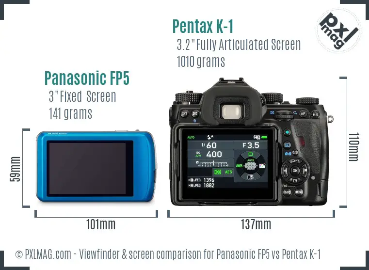 Panasonic FP5 vs Pentax K-1 Screen and Viewfinder comparison