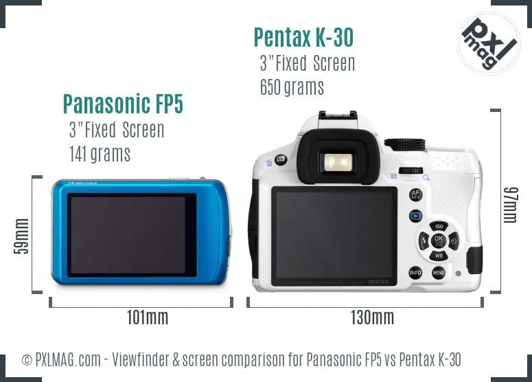 Panasonic FP5 vs Pentax K-30 Screen and Viewfinder comparison