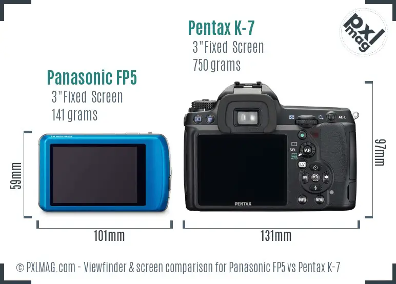 Panasonic FP5 vs Pentax K-7 Screen and Viewfinder comparison