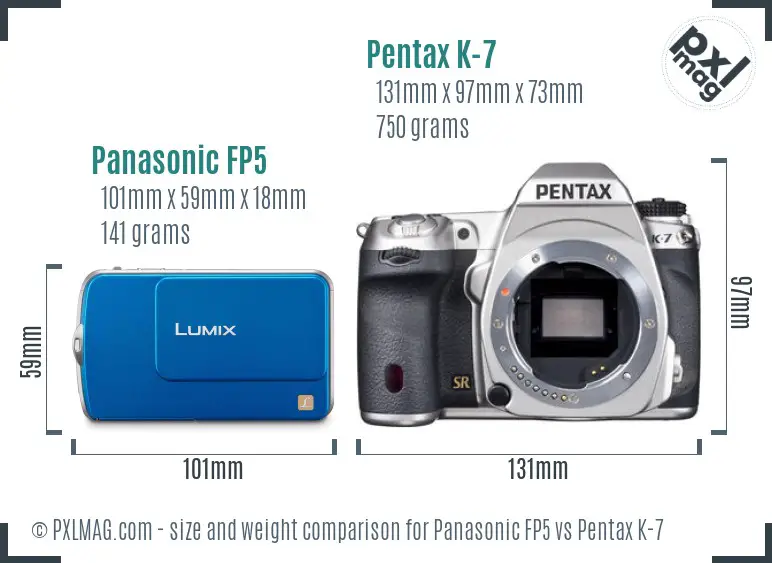 Panasonic FP5 vs Pentax K-7 size comparison