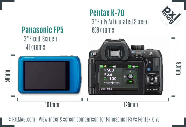 Panasonic FP5 vs Pentax K-70 Screen and Viewfinder comparison