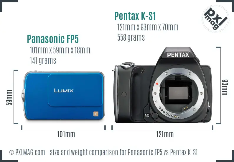 Panasonic FP5 vs Pentax K-S1 size comparison