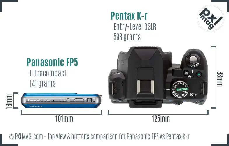 Panasonic FP5 vs Pentax K-r top view buttons comparison
