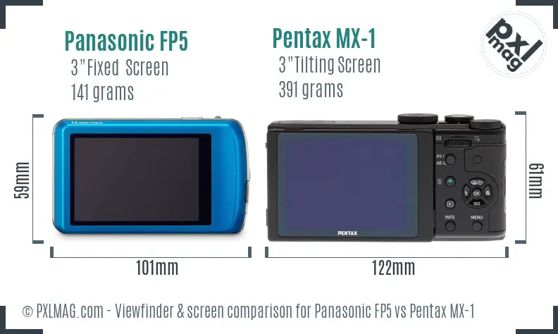 Panasonic FP5 vs Pentax MX-1 Screen and Viewfinder comparison