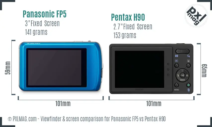 Panasonic FP5 vs Pentax H90 Screen and Viewfinder comparison