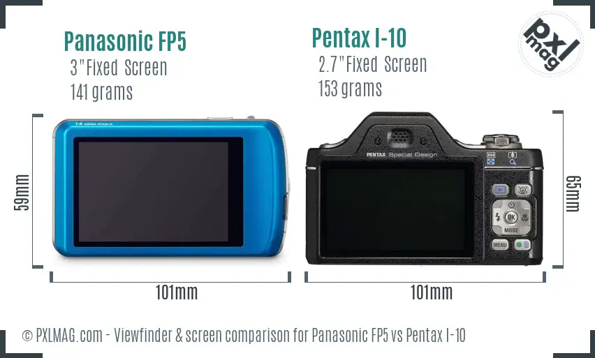 Panasonic FP5 vs Pentax I-10 Screen and Viewfinder comparison