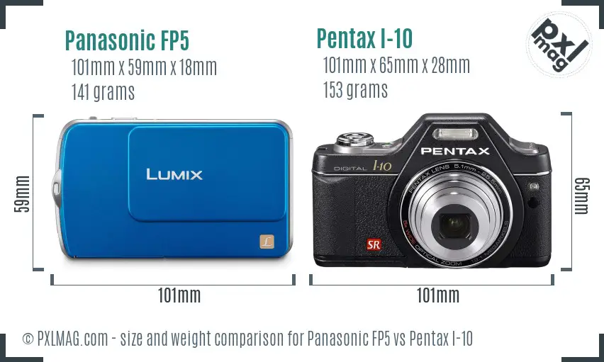 Panasonic FP5 vs Pentax I-10 size comparison