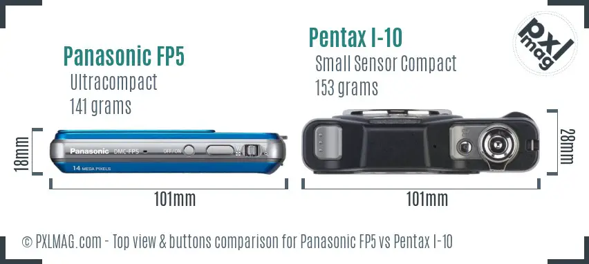 Panasonic FP5 vs Pentax I-10 top view buttons comparison