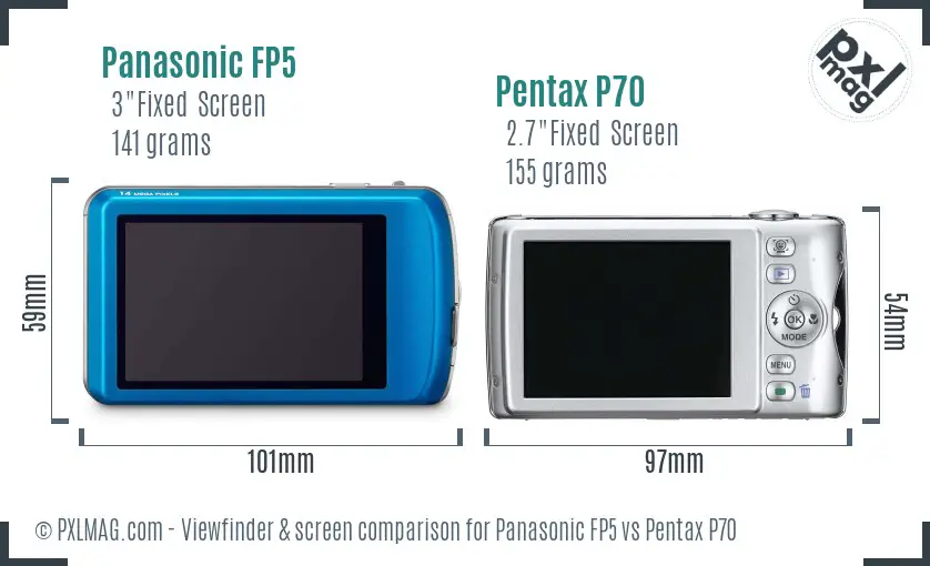 Panasonic FP5 vs Pentax P70 Screen and Viewfinder comparison
