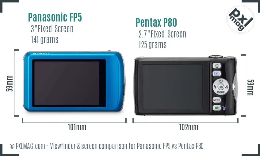 Panasonic FP5 vs Pentax P80 Screen and Viewfinder comparison