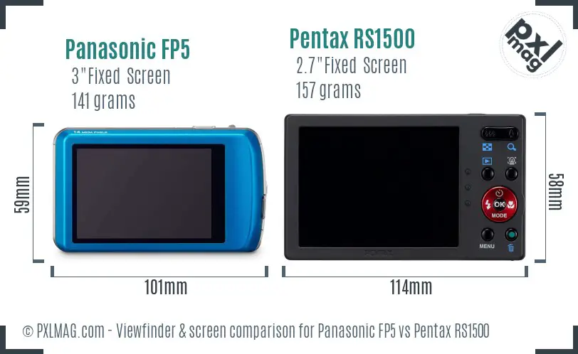 Panasonic FP5 vs Pentax RS1500 Screen and Viewfinder comparison