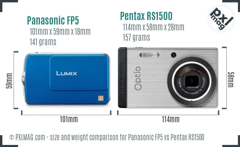 Panasonic FP5 vs Pentax RS1500 size comparison