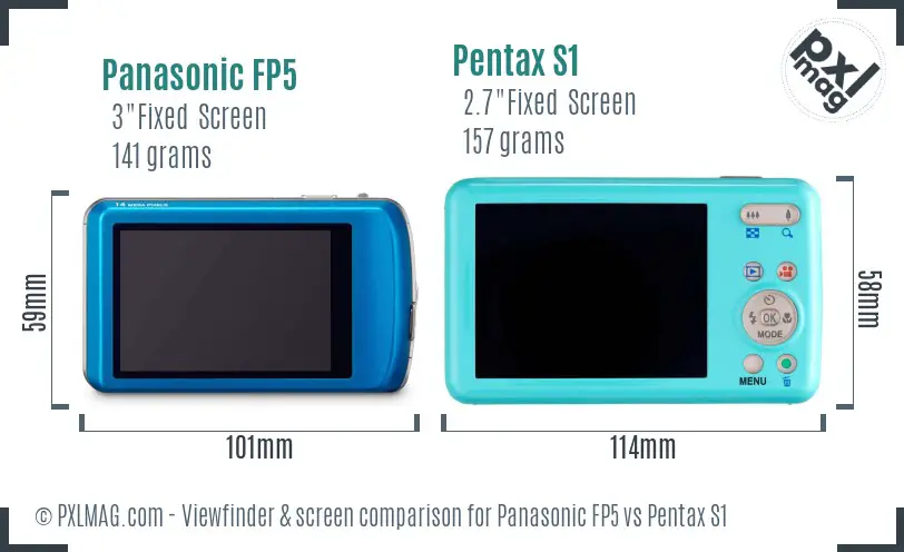 Panasonic FP5 vs Pentax S1 Screen and Viewfinder comparison