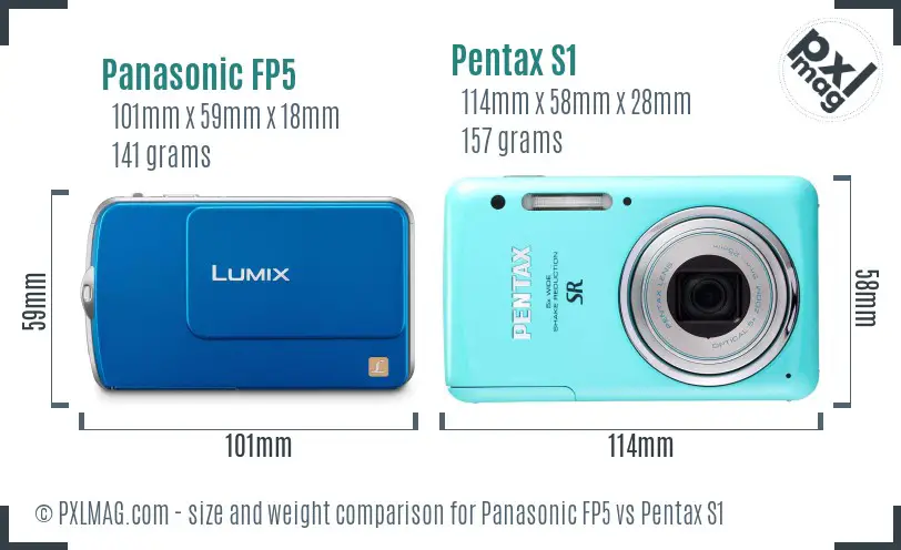 Panasonic FP5 vs Pentax S1 size comparison