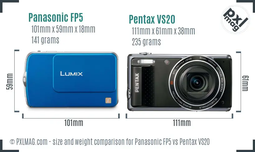 Panasonic FP5 vs Pentax VS20 size comparison