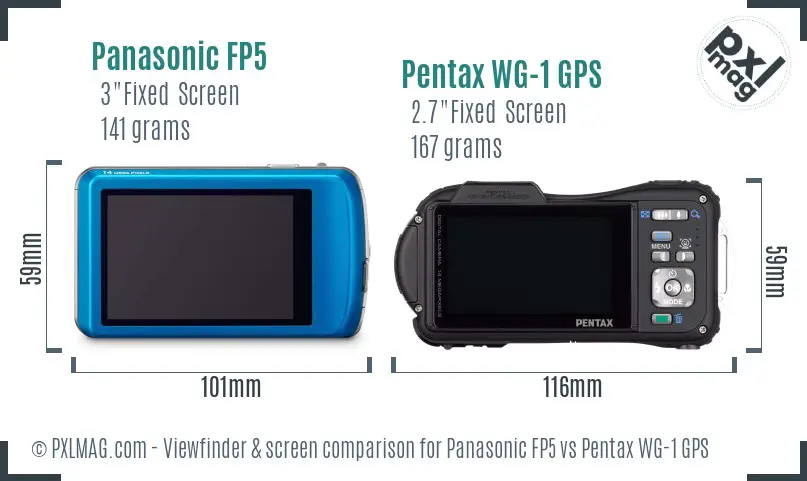 Panasonic FP5 vs Pentax WG-1 GPS Screen and Viewfinder comparison