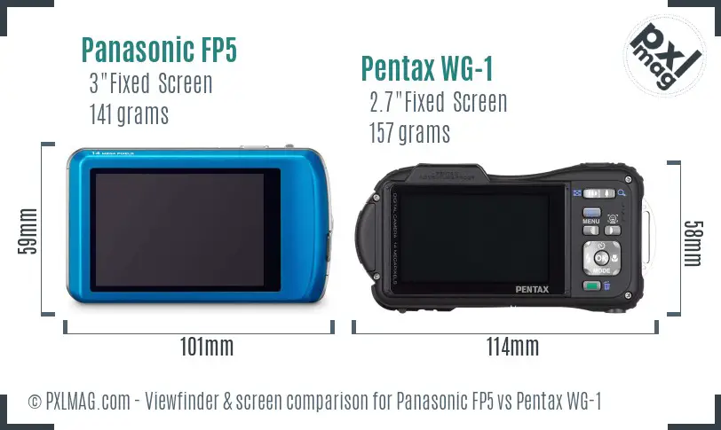 Panasonic FP5 vs Pentax WG-1 Screen and Viewfinder comparison