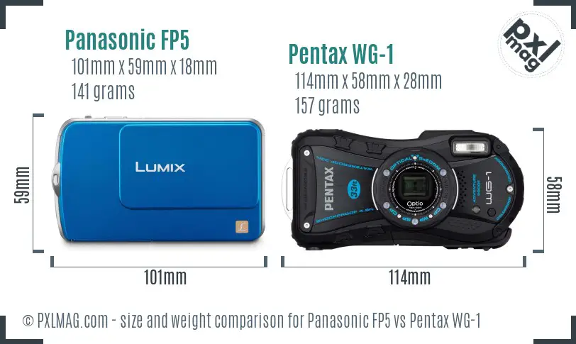 Panasonic FP5 vs Pentax WG-1 size comparison
