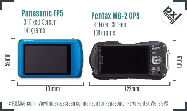 Panasonic FP5 vs Pentax WG-2 GPS Screen and Viewfinder comparison