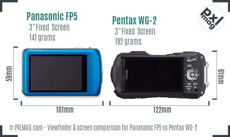 Panasonic FP5 vs Pentax WG-2 Screen and Viewfinder comparison