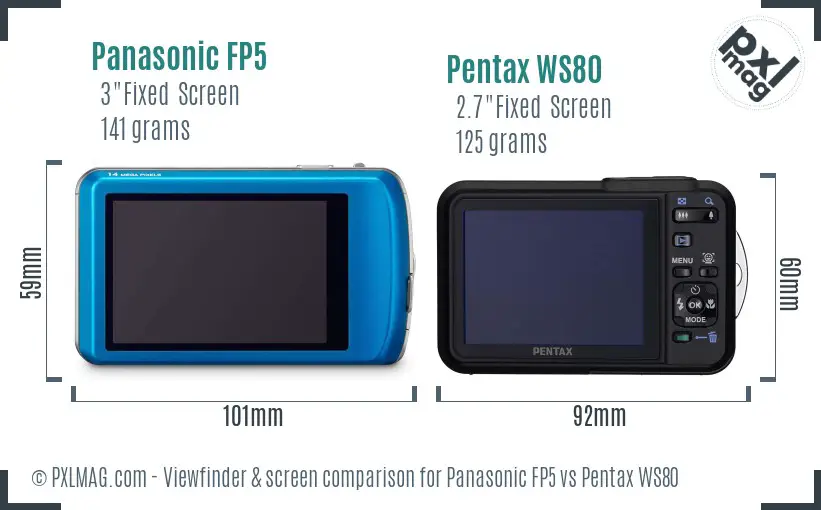 Panasonic FP5 vs Pentax WS80 Screen and Viewfinder comparison