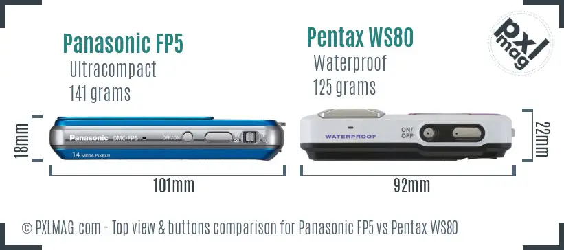 Panasonic FP5 vs Pentax WS80 top view buttons comparison