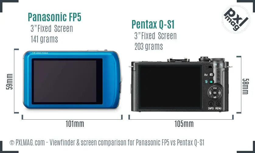 Panasonic FP5 vs Pentax Q-S1 Screen and Viewfinder comparison