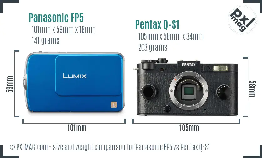 Panasonic FP5 vs Pentax Q-S1 size comparison