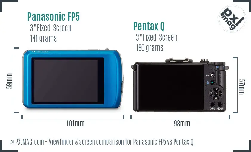 Panasonic FP5 vs Pentax Q Screen and Viewfinder comparison