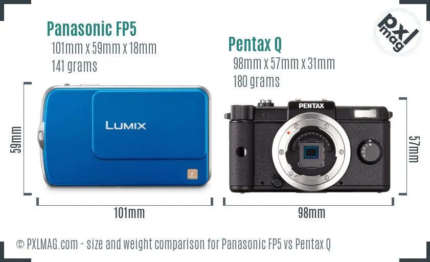 Panasonic FP5 vs Pentax Q size comparison