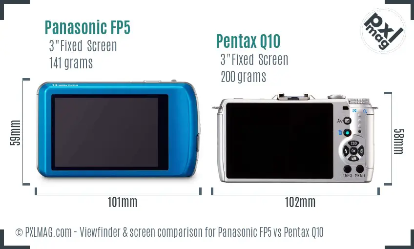 Panasonic FP5 vs Pentax Q10 Screen and Viewfinder comparison