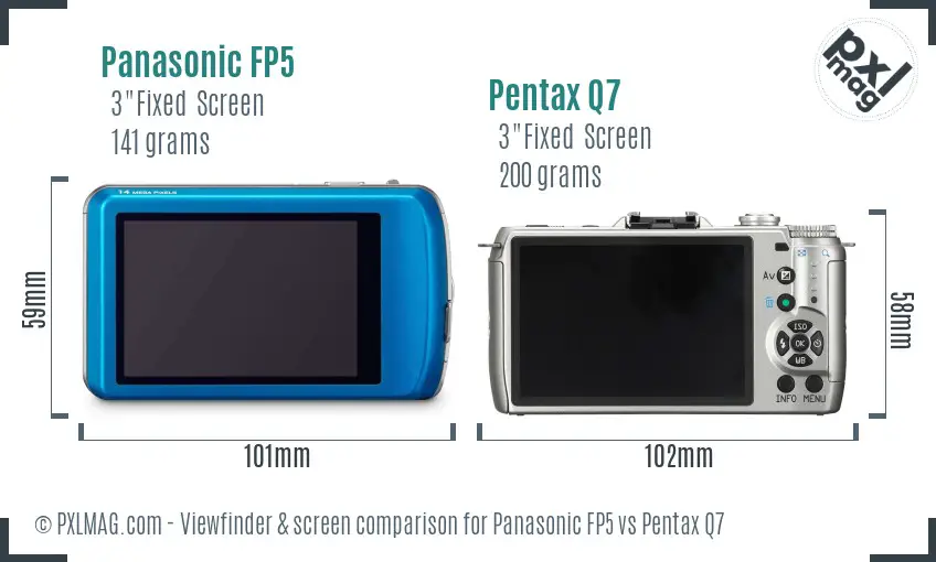 Panasonic FP5 vs Pentax Q7 Screen and Viewfinder comparison