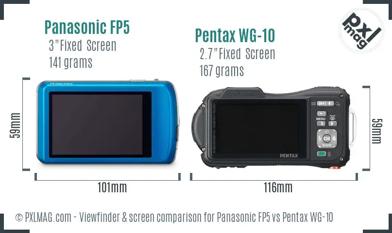 Panasonic FP5 vs Pentax WG-10 Screen and Viewfinder comparison