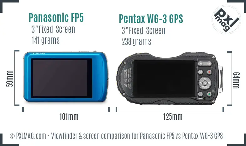 Panasonic FP5 vs Pentax WG-3 GPS Screen and Viewfinder comparison