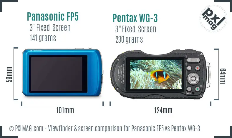 Panasonic FP5 vs Pentax WG-3 Screen and Viewfinder comparison